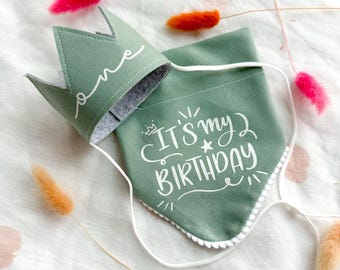 Birthday Dog Bandana, Pet Bday Gift, Bandana and Hat Set, First Birthday