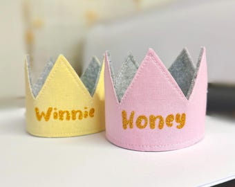 Pet Party Crown, Personalised Birthday Party Hat for Dog Cat, Birthday Accessory Custom Wording Name Age