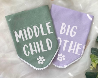 Big Sister Dog Bandana, New Dog Baby Announcement, Dog Siblings Middle Child Dog Accessory, Pregnancy Photoshoot, Custom Text