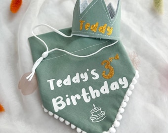 Birthday Dog Bandana Outfit, Pet Bday Gift, Bandana and Hat Set, First Birthday Party