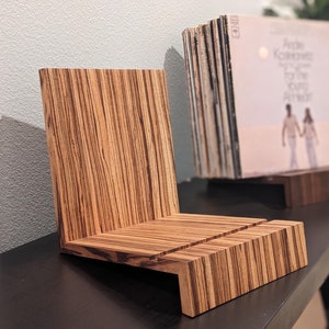 Wooden Vinyl Record Storage Stand – Tabletop LP Holder, Stylish Record Display Rack, and Durable Album Storage. 30-40 Record Capacity