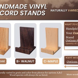 Vinylplatenhouder met patroon: LP-albumdisplay, vinylplatenstandaard/ eenvoudige, massief houten LP/CD-display afbeelding 3