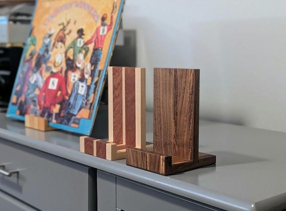 Pattern Vinyl Record Holder Now Playing Stand: LP Album DisplayVinyl Record Stand/ Simple Solid Wood LP/CD Display