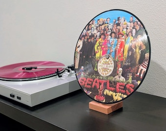 Picture Disc/Vinyl Record Display Stand - Tabletop Audiophile Album Art Holder - Wooden LP Picture Disc Shelf