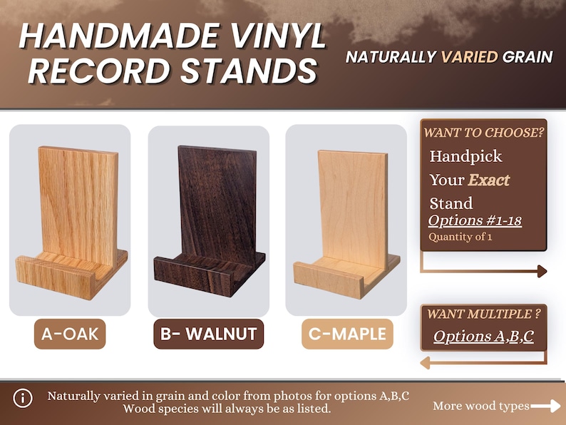 Vinyl Record Stand/ Simple Solid Wood LP Album/CD Display /Now Playing Stand /Music Lover Record Holder /Vinyl Collection Showcase image 3