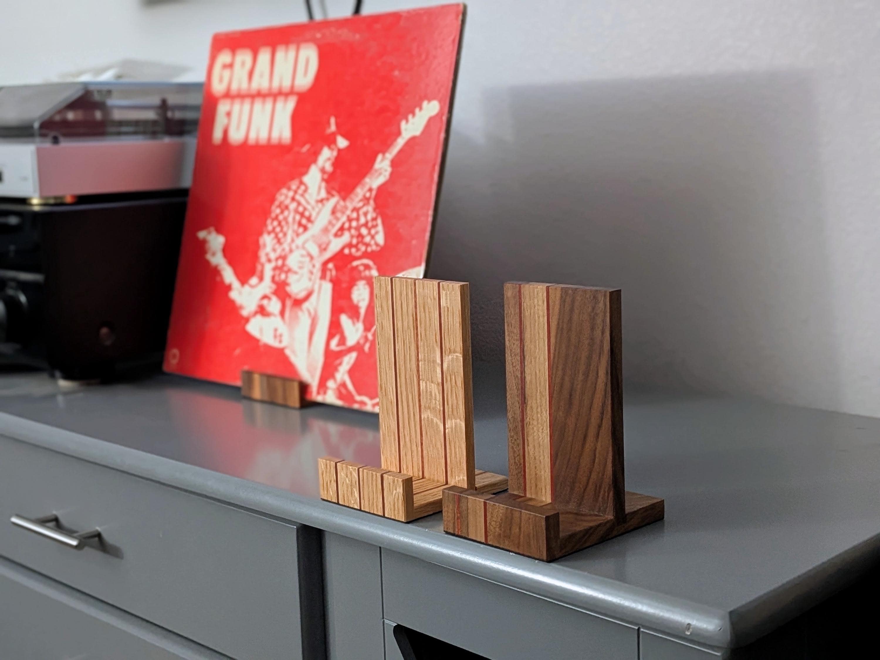 Pattern Vinyl Record Holder Now Playing Stand: LP Album DisplayVinyl Record Stand/ Simple Solid Wood LP/CD Display