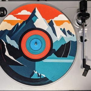 12" platenspeler berglandschap vilt of kurk slipmat: 1/8" dikke DJ-draaitafelmat - Vinylplatenaccessoires - Audiofiele DJ-decor