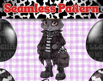 Goth Easter purple checker Seamless Pattern