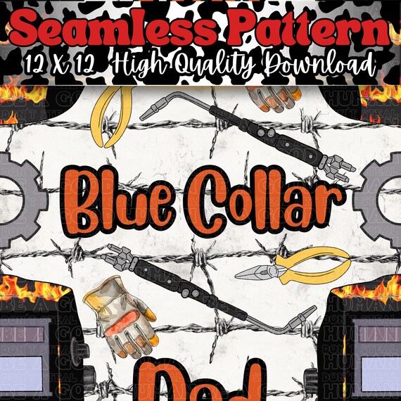 Blue Collar Dad Welding Barbed Wire Seamless Pattern (Digital Download | 300 DPI)