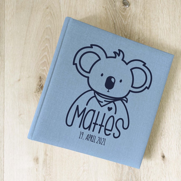 Gepersonaliseerd fotoalbum, cadeau voor de geboorte, gepersonaliseerde gift, baby, fotoalbum koala, jongen, cadeau idee