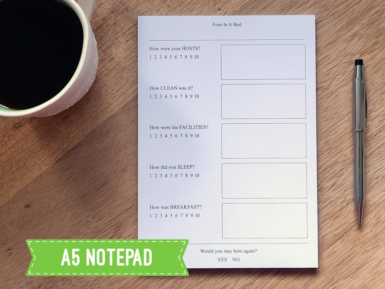 Questionnaire Notepad Four in A Bed Feedback Notepad: Funny Hospitality Gift - Etsy