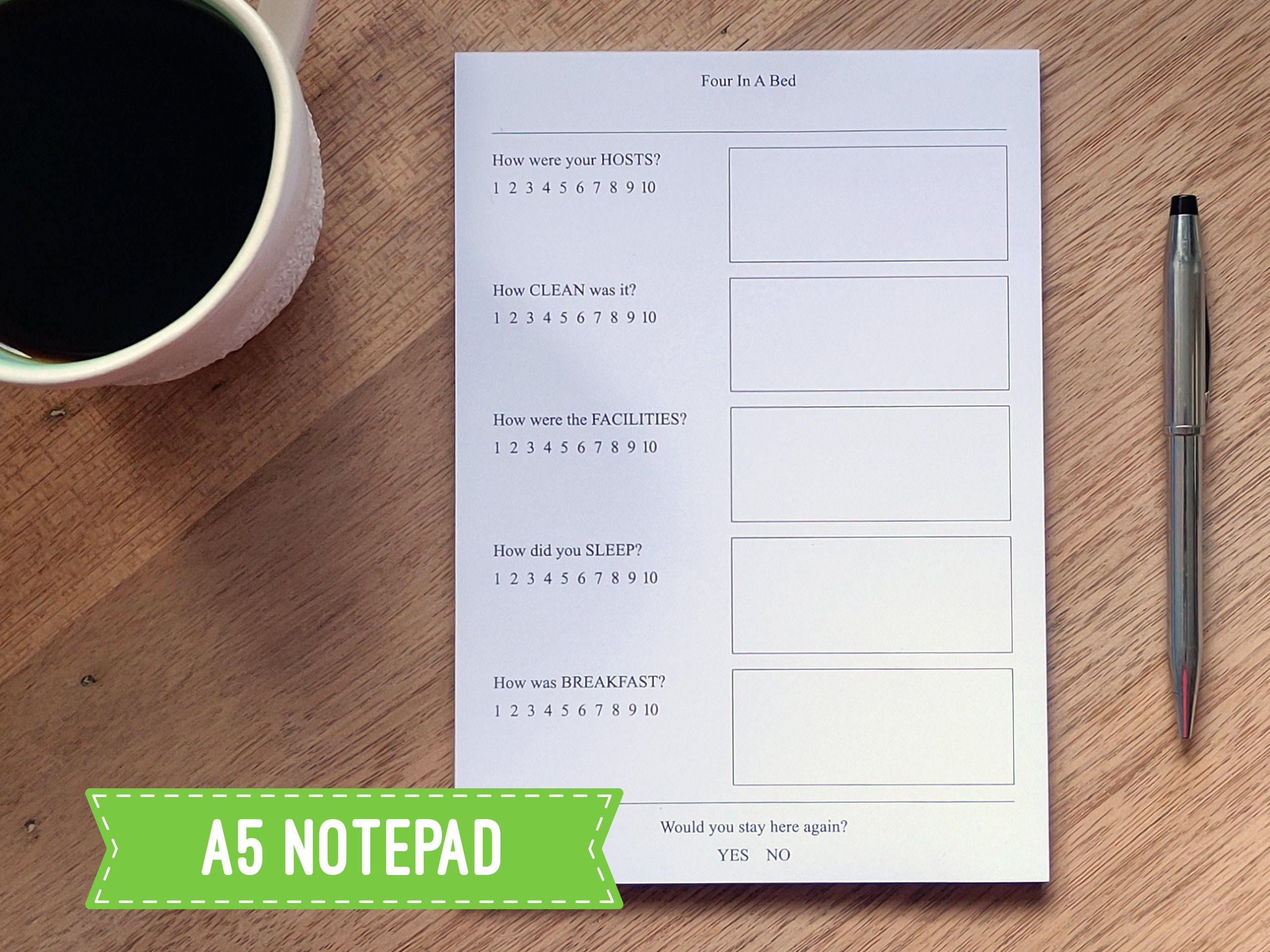 Four In A Bed Feedback Form Notepad Etsy UK Four In A Bed Feedback Form Notepad Etsy UK