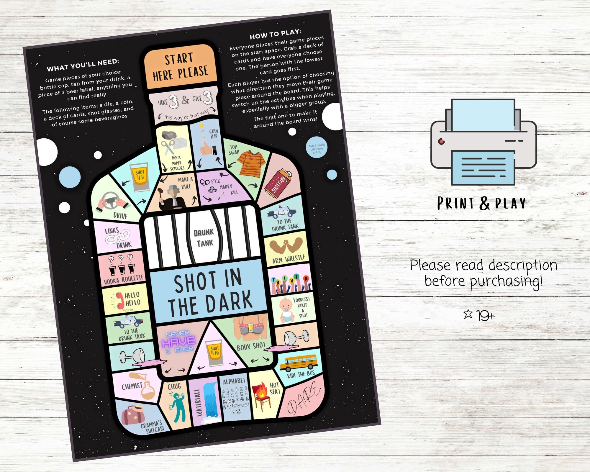 Shot in the Dark DIGITAL DOWNLOAD Drinking Board Game - Etsy