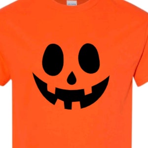 Happy Pumpkin Face T Shirt Jack-o-Lantern Spirit Short Sleeve Emoji Halloween