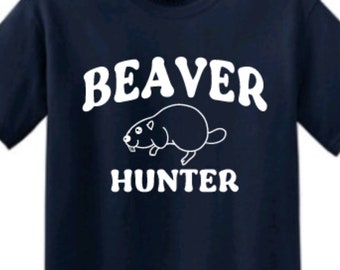 Beaver Hunter T-Shirt Funny Adult Short Sleeve Inuendo Gift