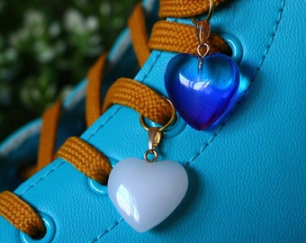 White or Blue & Pink Fade Heart Pendant | Shoe Accessories | Skate Accessories | Cute accessories