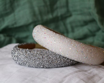 White or Silver Glitter Embellished Headband | Elegant Bridal Accessories | Hen Party | Festival Wear | Head wear | Hair Accessories |