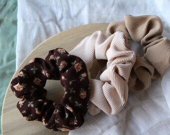 Hair Scrunchie | Elegant Hair Accessories | Cosy Cottagecore Hair Ties | Gifts For Her | Hair Care | Unique & Adorable | Feel Good | Browns