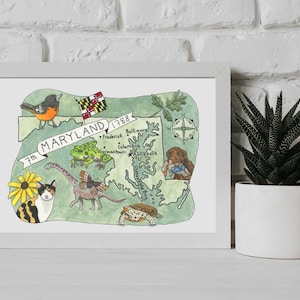 Maryland Map Art Print: Illustrated State Map Poster