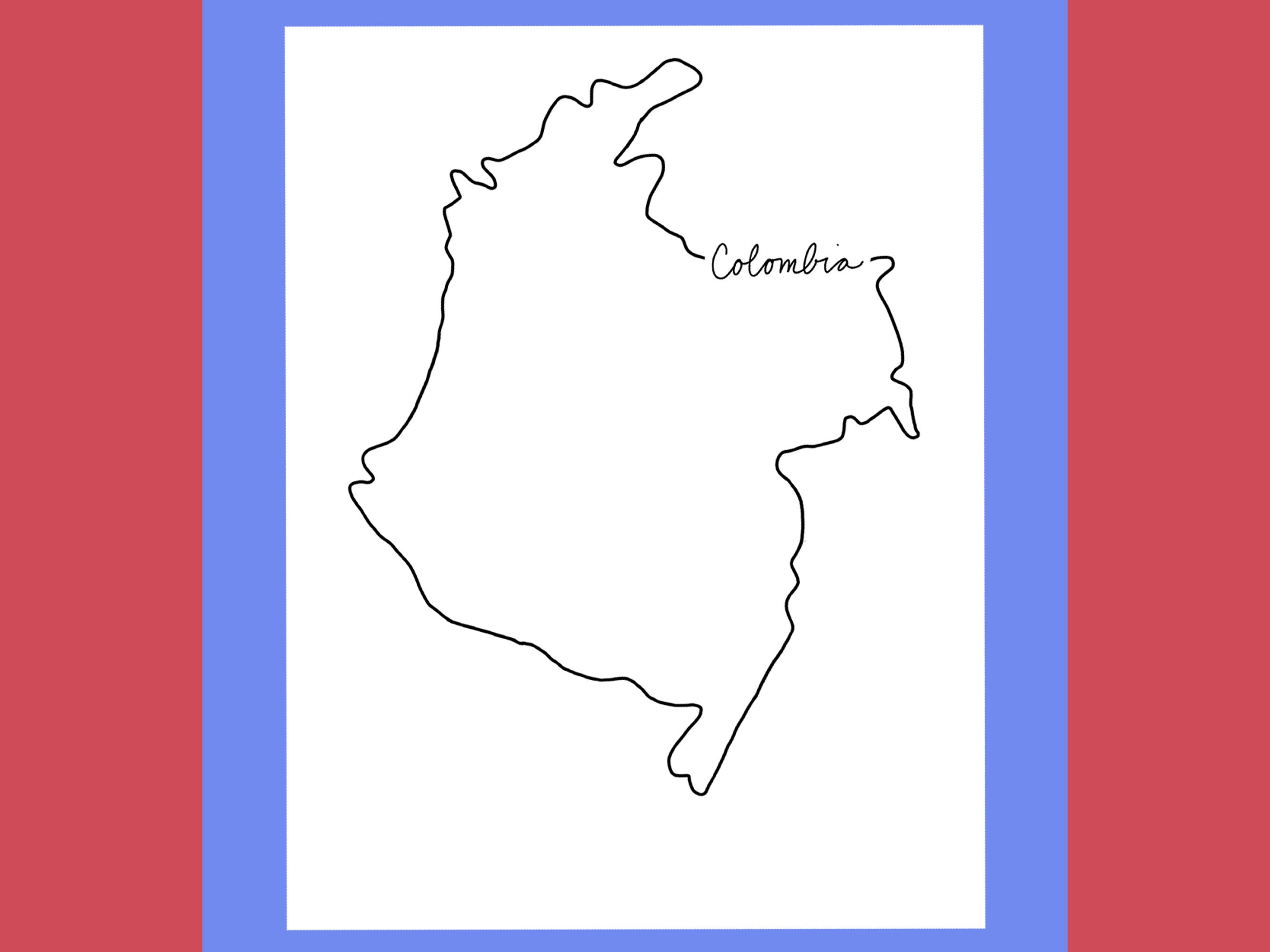 Colombia Flag Coloring Map