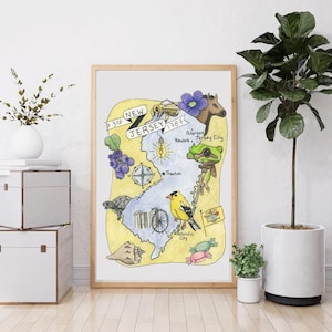 New Jersey Map Art Print: Illustrated State Wall Art