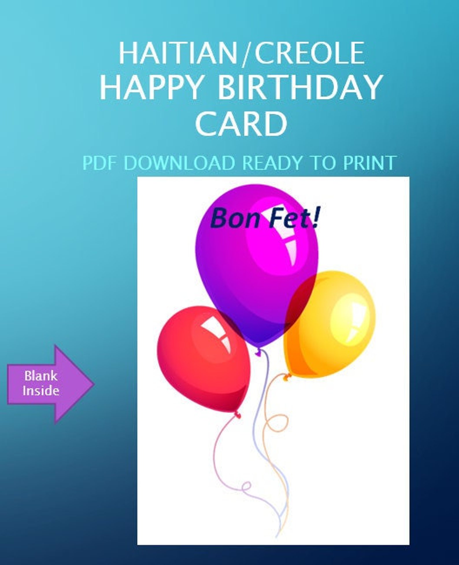 Haitian Creole Happy Birthday Card - Etsy