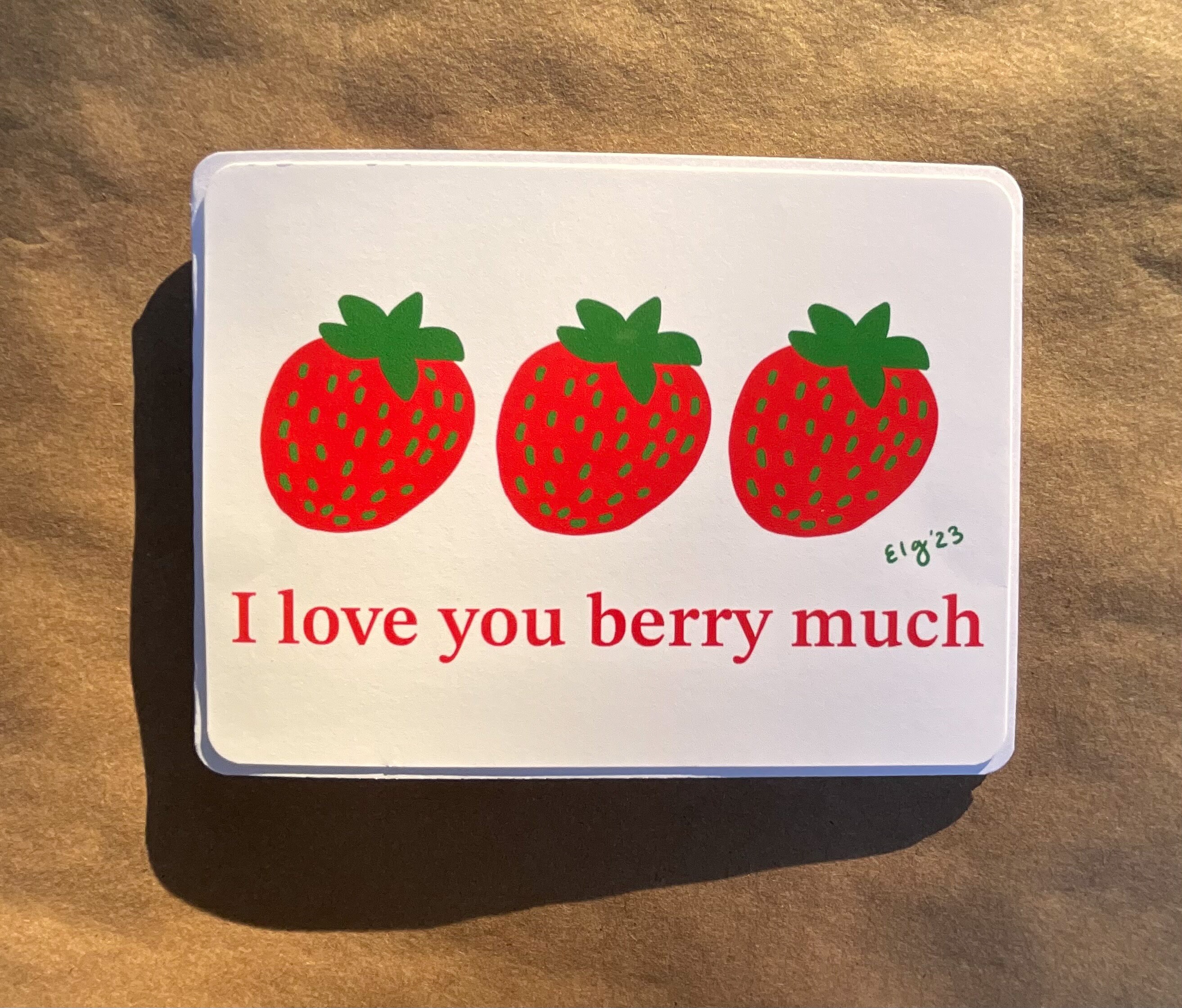 Card Original Strawberry Illustration I Love You Berry - Etsy