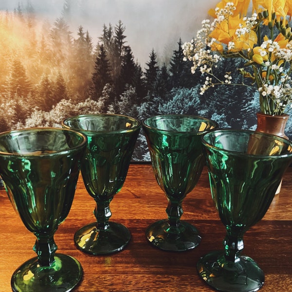 Vintage Emerald Green Sundae/ Soda Glasses