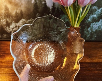 Vintage Arcoroc Glass Lotus Flower Dessert Bowl, Glass Fruit Bowl, Vintage Arcoroc Glass Tableware