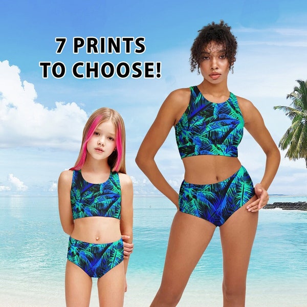 Matching Swimsuits Mom And Daughter, Mommy And Me Sporty Swimwear, Two Piece Swimsuit, Mother Daughter Tropical Bathing Suit, Beachwear