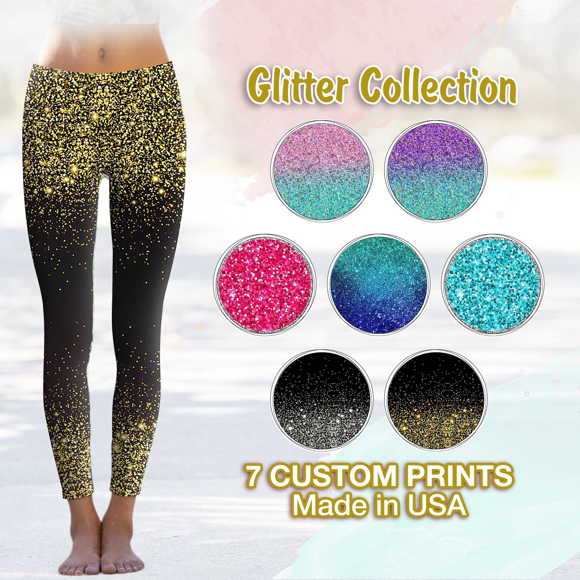 Navy Blue Glitter Leggings