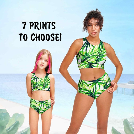 Mommy and Me Swimsuit, Matching Swimwear, Two Piece Bathing Suits Girls,  Tropical Mother Daughter Beachwear, Girls Swimwear, Tween Swimwear 