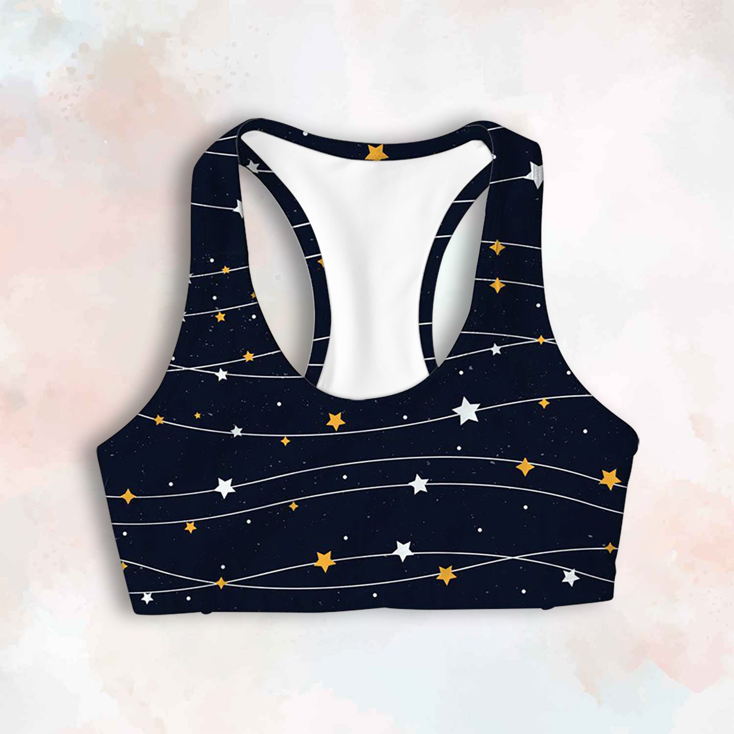 Black Star Print Sports Bra