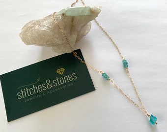 Raw Apatite Link 14k Gold filled Necklace
