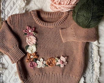 FLORAL LETTER Baby and Toddler Name Sweaters