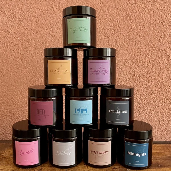 Taylor Swift The Eras Scented Candles (Taylor Swift, Fearless, Speak Now, Red, 1989, Reputation, Lover, Folklore, Evermore, Midnights, TTPD)