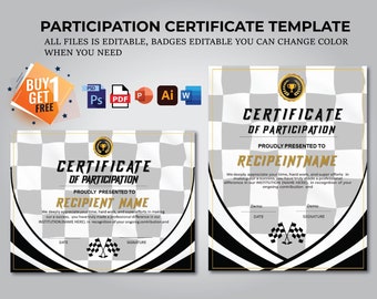 Certificate of Participation, Chequered Certificate Design, Cheerleading Certificate