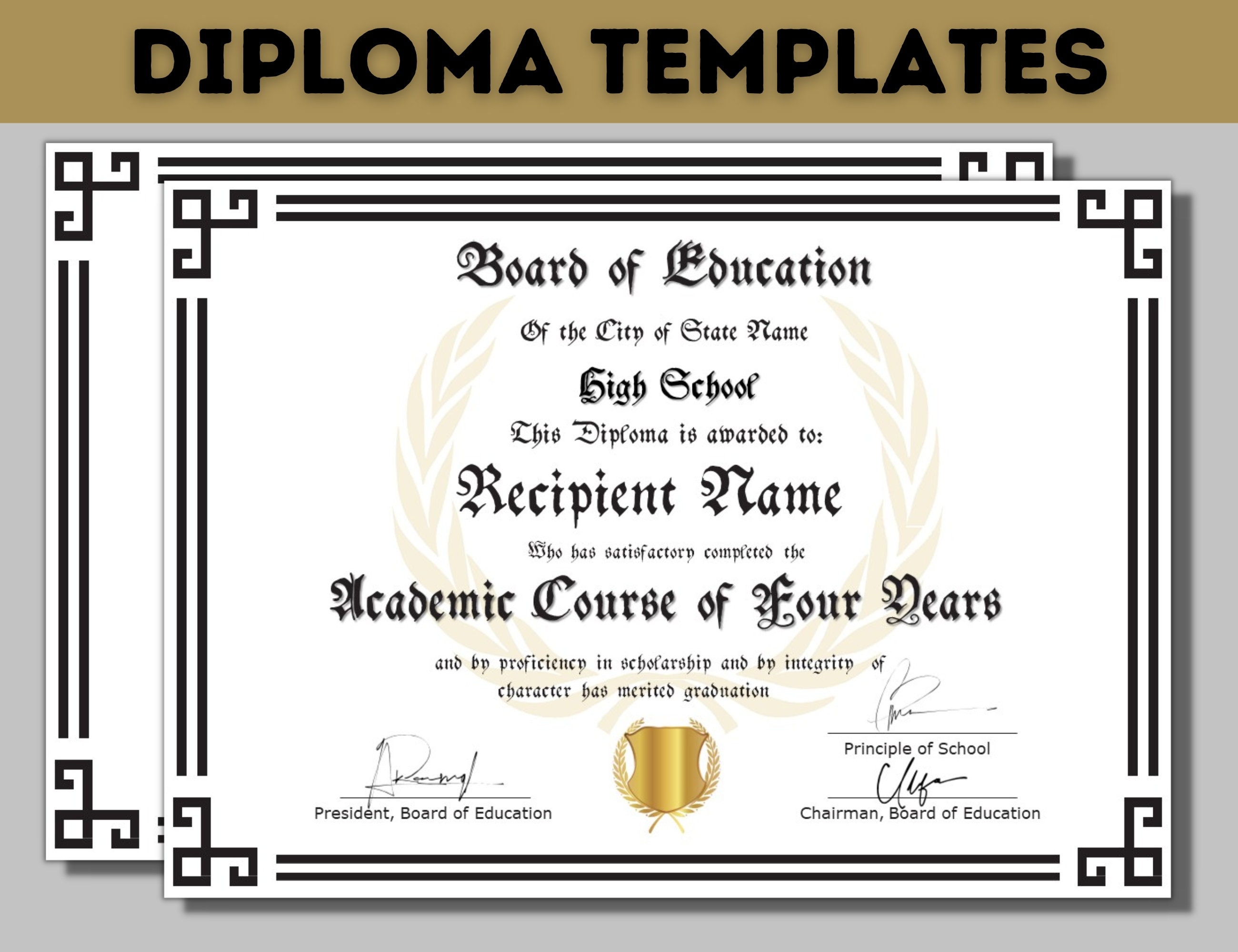 Editable Fake Diploma Diploma Template High School Diploma Fake High ...