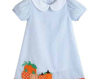 Light Blue Seersucker Pumpkin Dress
