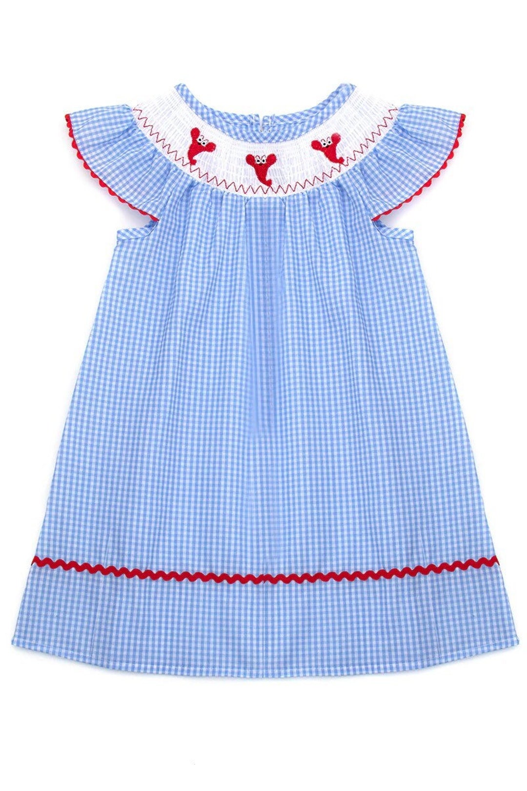 Smocked Blue Gingham Lobster Dress Etsy