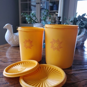 Vintage Tupperware | Servalier Storage Canisters | Orange Floral | 1970s