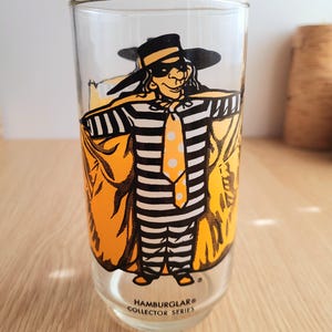 Vintage McDonalds Hamburglar Collectible Glass | 1977 Retro Fast Food Memorabilia | Rare Collectible