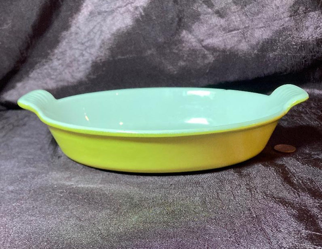 Yellow Cast Iron Au Gratin Oval Baker Casserole Etsy