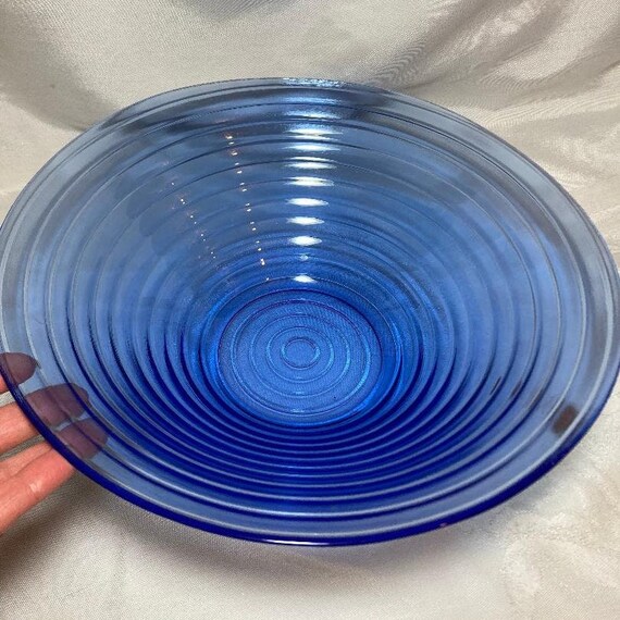 Blue Glass Bowl Anchor Hocking Manhattan May Fair Concentric Etsy