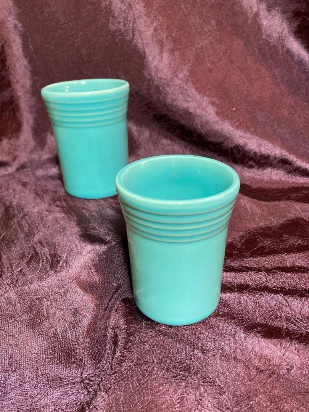 2 Fiesta Ware Fiestaware Aqua Teal Juice Tumblers 60th Etsy