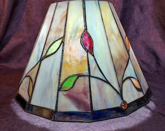 Stained Glass Lamp Shade: Abstract Leaves, Slag Glass, Meyda Style