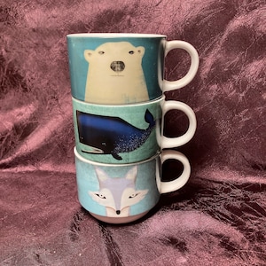 Pier 1 Lot de trois tasses à café empilables Renard, baleine et ours polaire