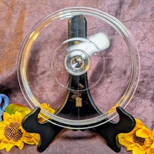 Tapa de repuesto grande de vidrio Pyrex transparente de 10.5"+ con pomo redondo y asa estilo vintage.