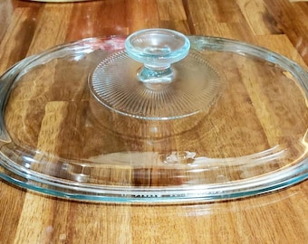 Oval Casserole Pyrex Lid DC 1.5 C Clear with Blue Undertone