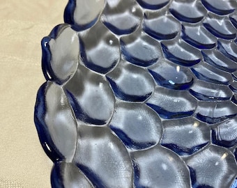 Blue Glass Petal Serving Plate: Vintage Table Centerpiece